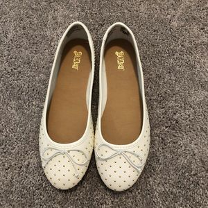 White studded flats